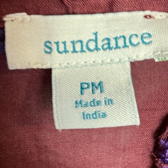 Sundance Christiane Embroidered Blouse PM Burgundy Purple Boho Ramie Top $138 - Picture 7 of 14